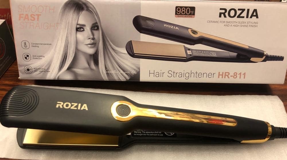 ROZIA Premium Professional Ceramic Hair Straightener/Iron HR-811 (Black, Gold) with warranty - Image 9