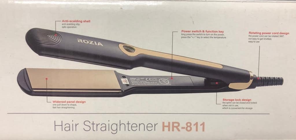 ROZIA Premium Professional Ceramic Hair Straightener/Iron HR-811 (Black, Gold) with warranty - Image 3