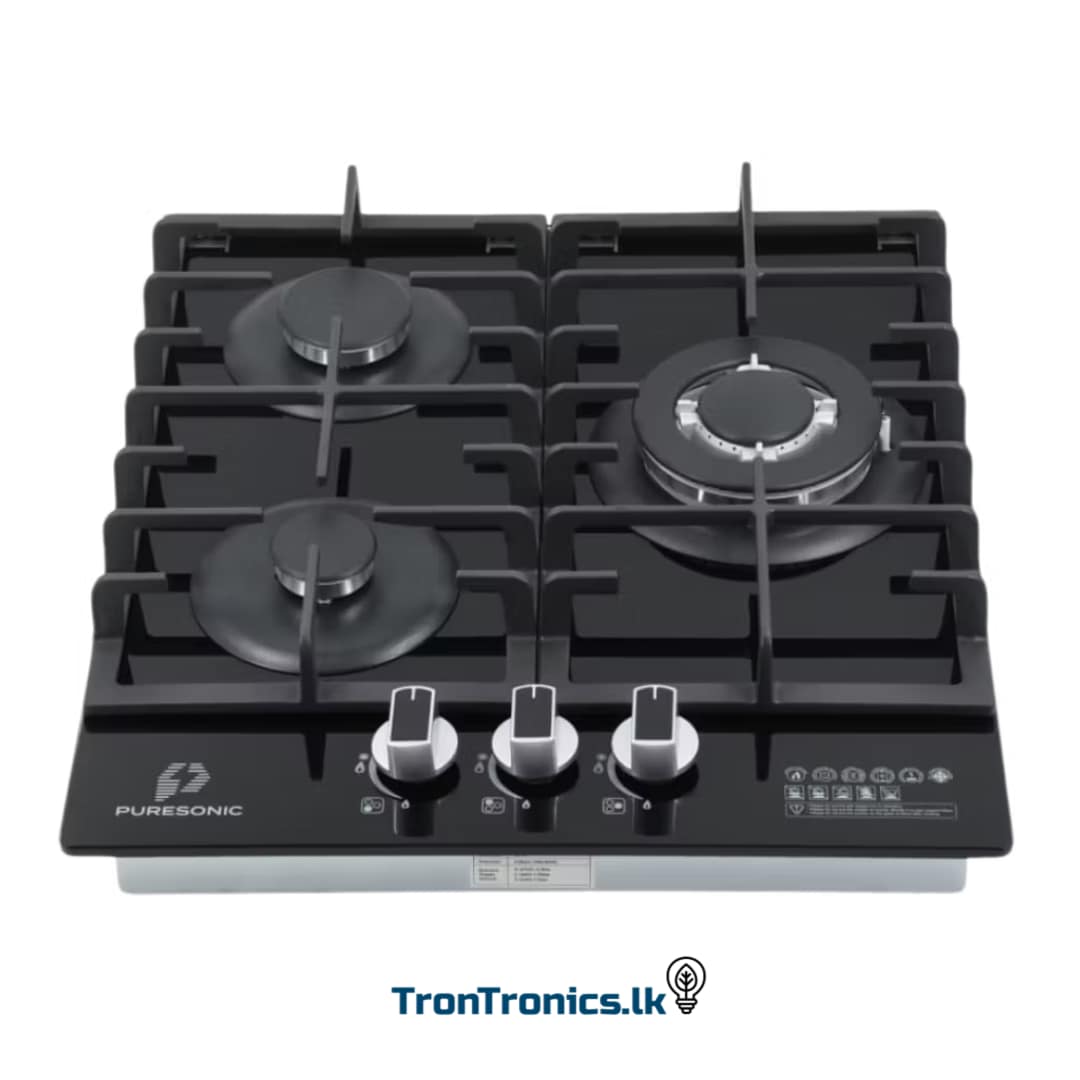 Premium 3 Burner Glass Top Cooker Hob with Flame Failure Device (FFD) Black