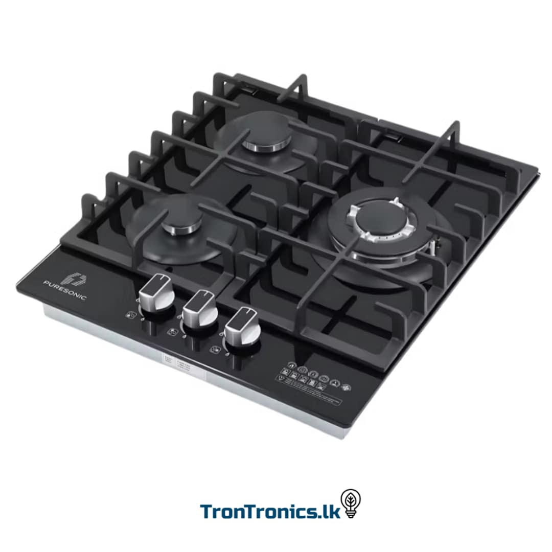 Premium 3 Burner Glass Top Cooker Hob with Flame Failure Device (FFD) Black - Image 2