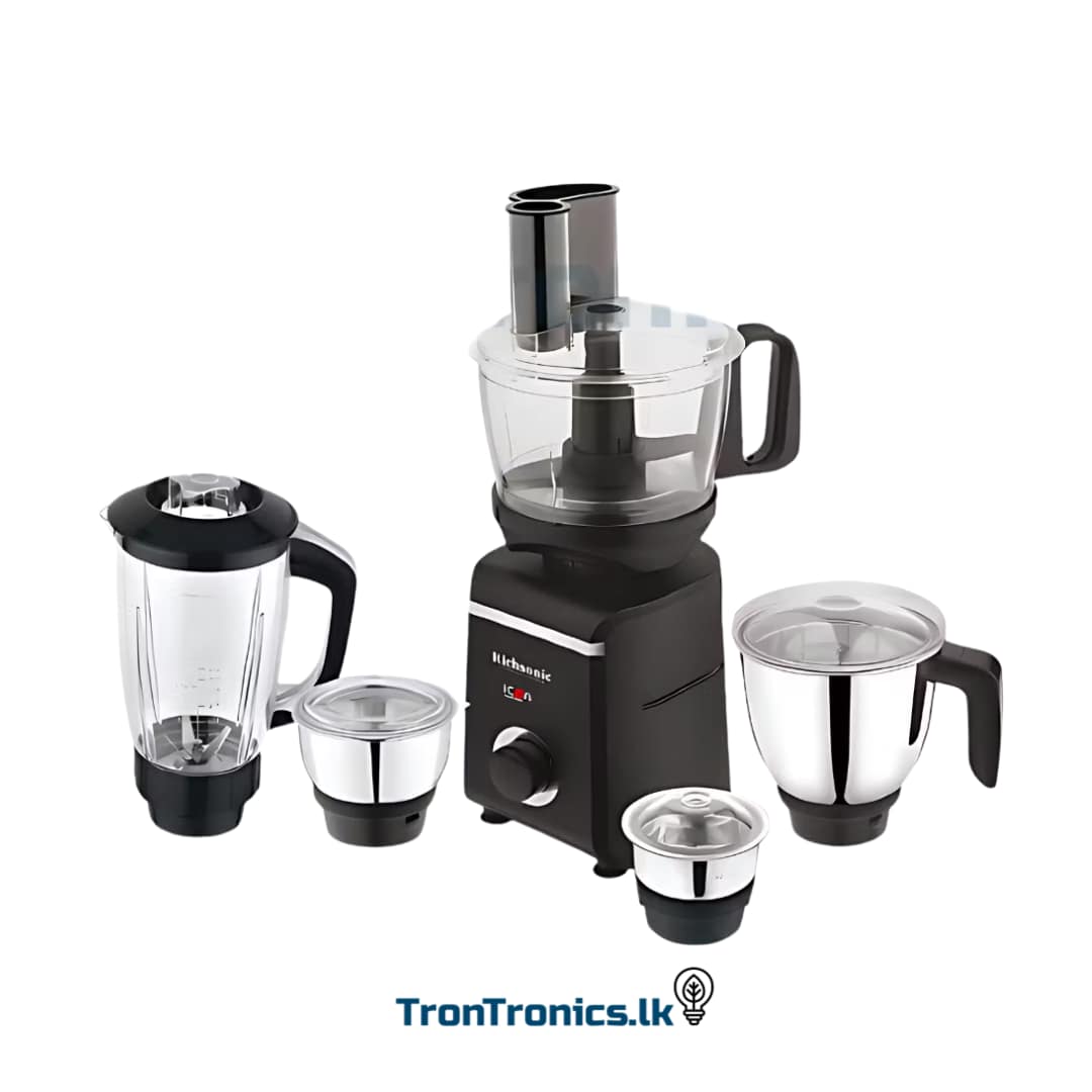 Richsonic 800W Indian 5 Jar Multi Food Processor and Mixer Grinder for Sri Lanka kitchens – heavy-duty electric mixer with stainless steel jars, chopping, slicing, kneading, blending and grinding attachments – 11-in-1 food processing appliance ideal for modern home cooking, available at Trontronics.lk