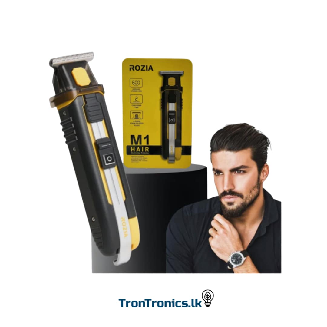 "Rozia M1 Hair Outlining Trimmer with 600mAh Battery and Stainless Steel Blades – Available at Trontronics Sri Lanka"