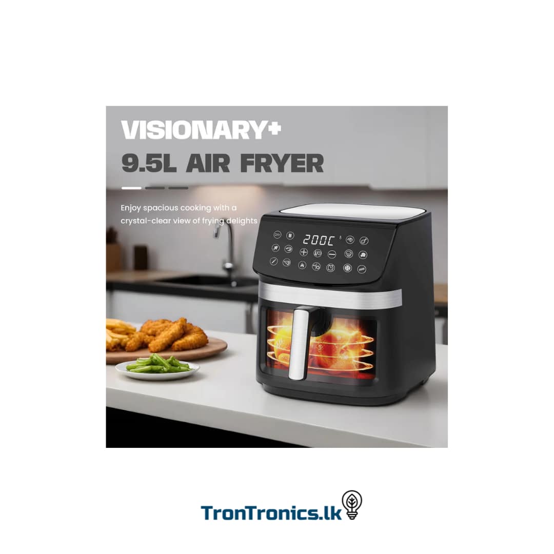Premium Mitshu Digital 9.0L Air Fryer with 3D Visible Window (Shiny Black) - Image 2