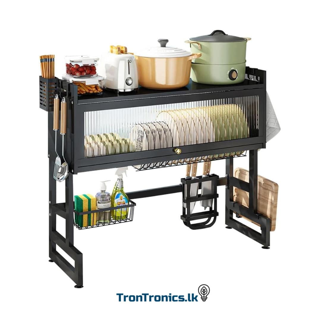 “37.40 inch Over The Sink Stainless Steel Dish Rack with Multi-Tier Storage – Available at Trontronics Sri Lanka”