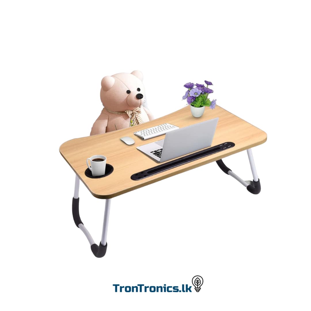 Premium Portable Foldable Laptop Table with Tablet Slots & Cup Holder - Image 2