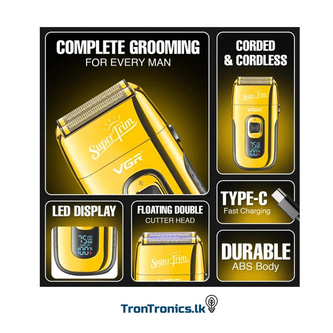 Premium VGR V-332 Professional saloon Series Shaver For Men Gold - Image 2