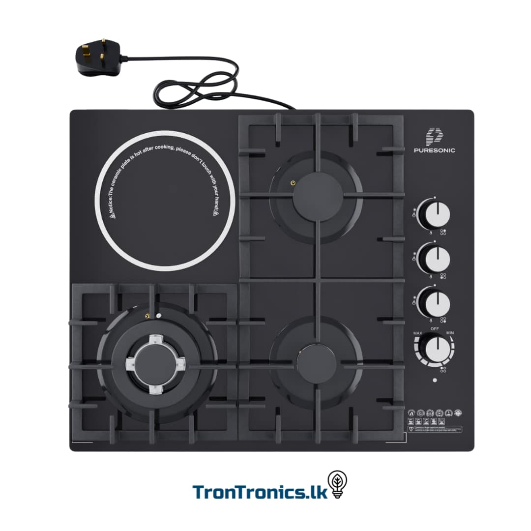 Puresonic Hybrid Gas & Ceramic 4 Stove Glass Hob with Flame Failure Device - Image 4