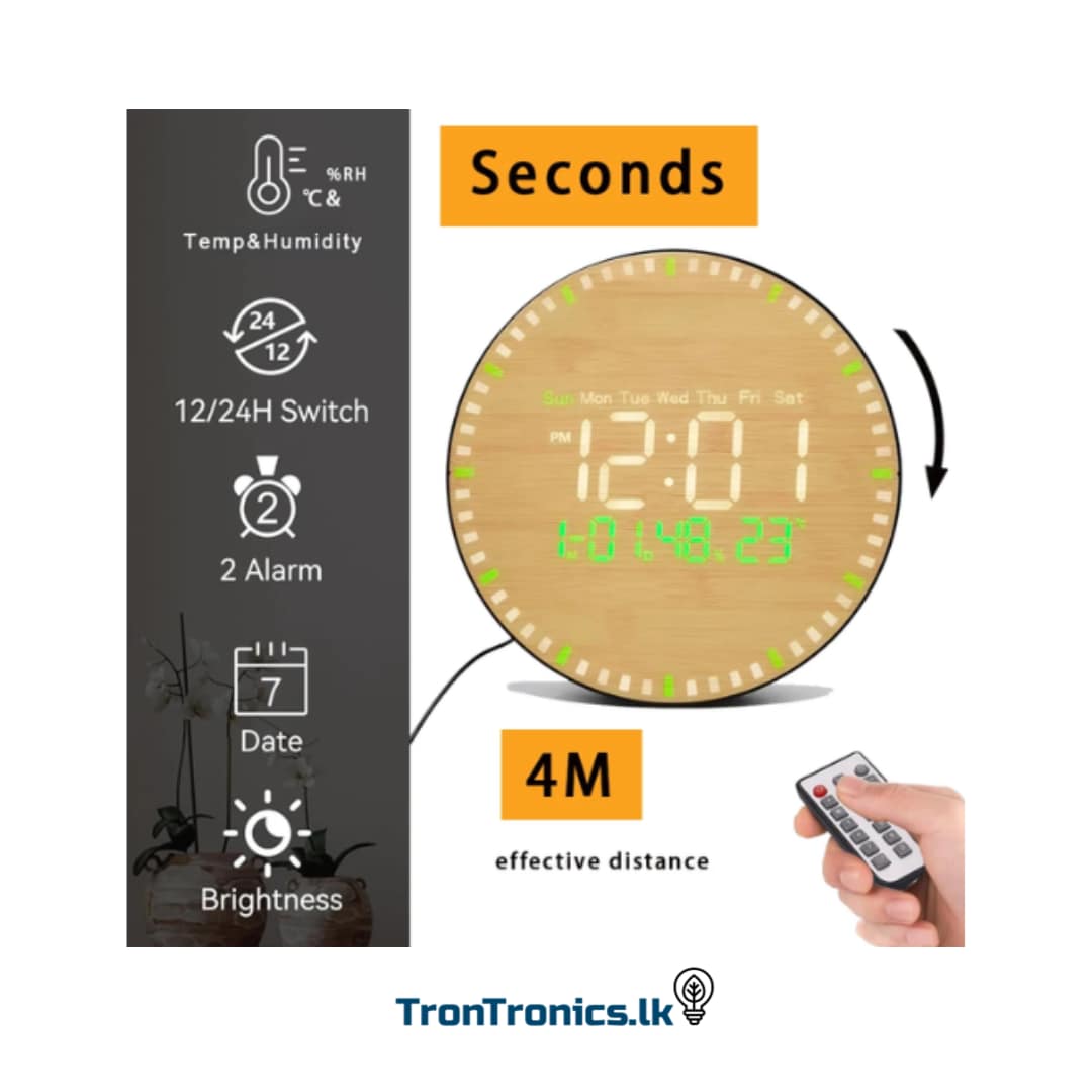 Wall and Table Clock Wooden Green 26cm with Remote Control DS-5823L - Image 2