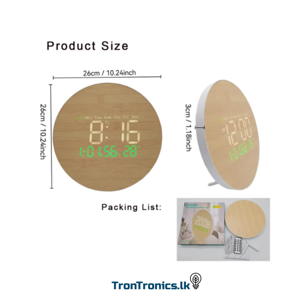 Wall and Table Clock Wooden Green 26cm with Remote Control DS-5823L - Image 3