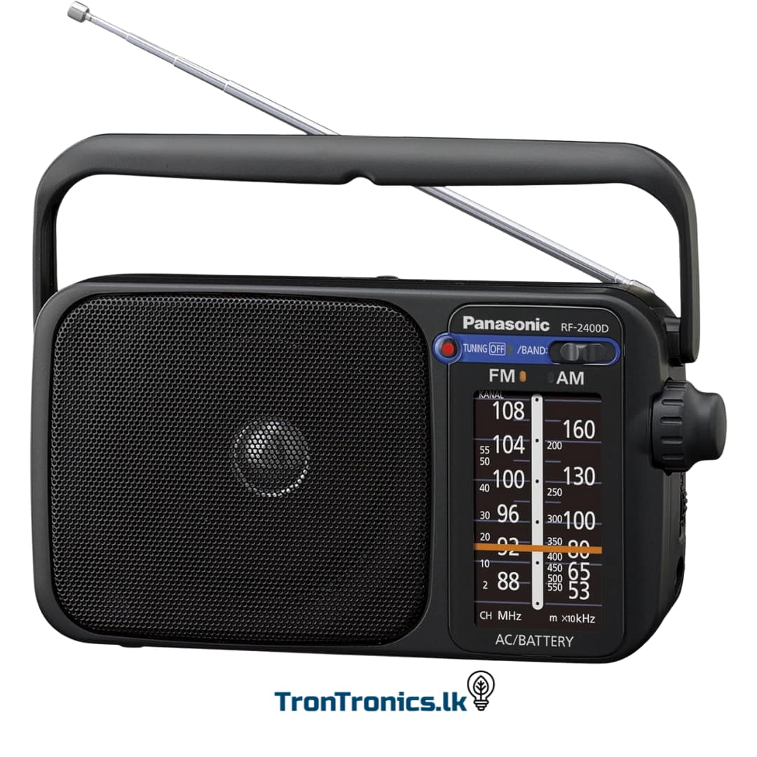 Panasonic RF-2400DEG Portable FM AM Radio available at Trontronics Sri Lanka – compact radio with clear sound and easy tuning.