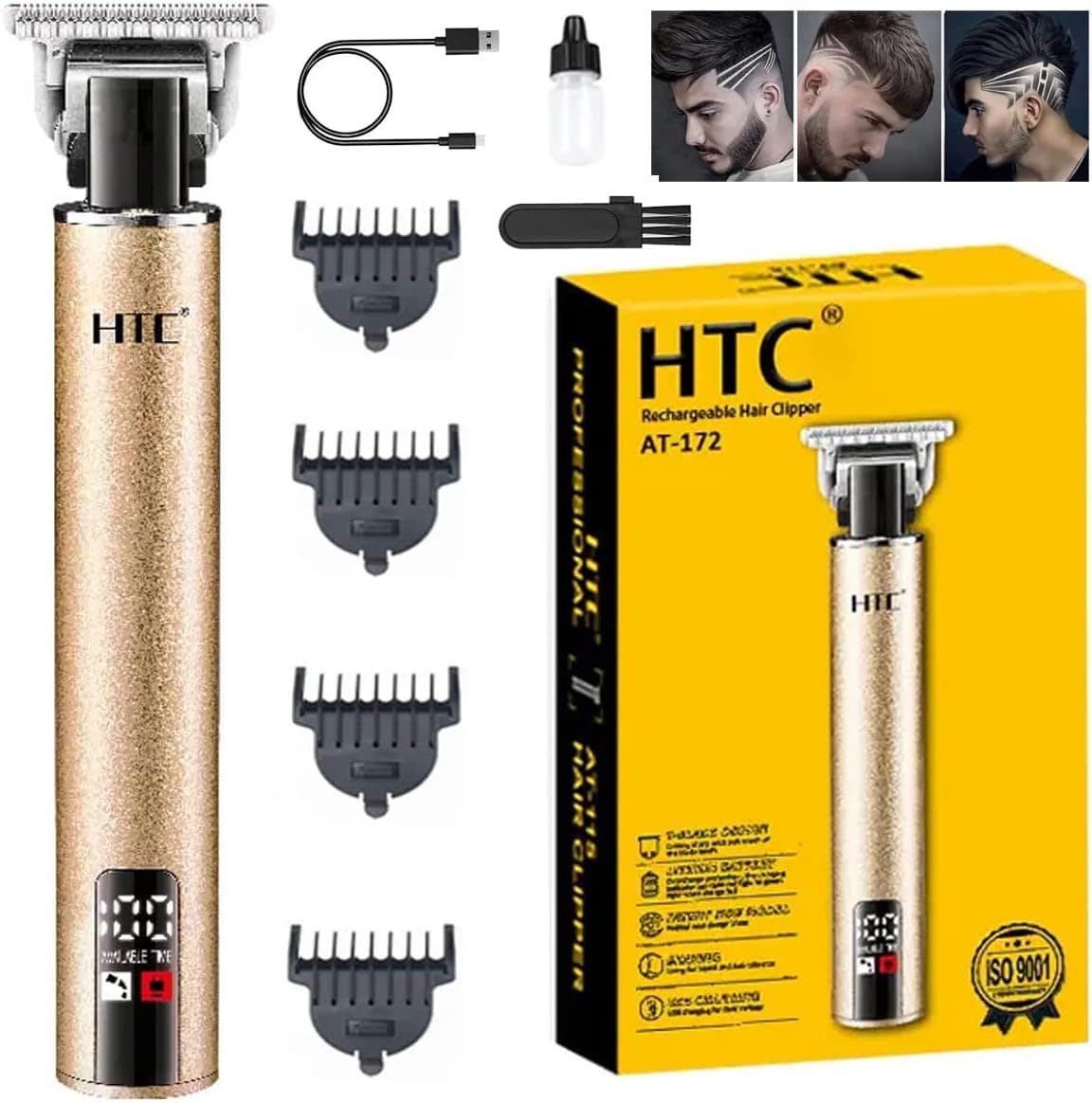 HTC Rechargeable Beard Trimmer AT-172 (Gold) - Image 2
