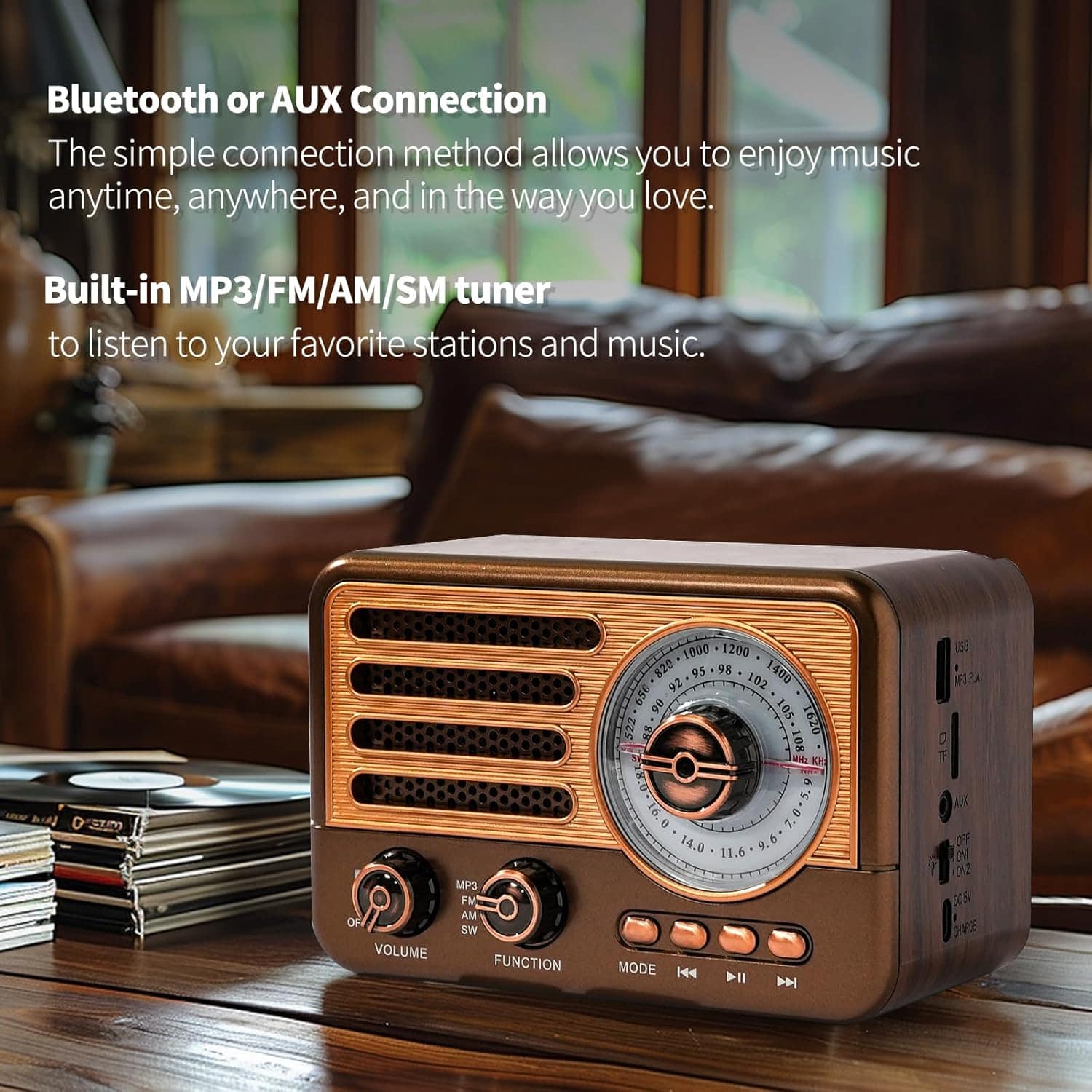 Luxury Rechargeable Bluetooth Supported Vintage/Retro FM Radio - Image 4