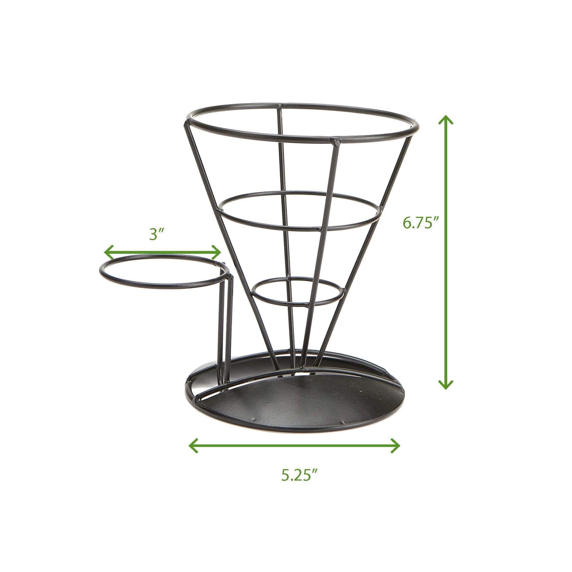 Cone French Fry Holder with Sauce Cup / Condiment Holder - Image 7