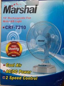 MARSHAL 10" RECHARGEABLE TABLE FAN with LED light - Image 2
