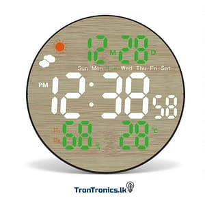 Gaosiio DS-5853L LED digital wall clock with wood grain finish and remote control – Trontronics Sri Lanka