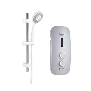 Malaysian RUBINE RWH-SSE862A-CMW INSTANT INSTANT WATER Geyser/HEATER WITH HAND SHOWER ACCESSORIES & AC PRESSURE PUMP (MODERN WHITE)