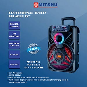 Mitshu PROFESSIONAL TROLLY SPEAKER 12“ MHT-1233 RECHARGEABLE With Warranty