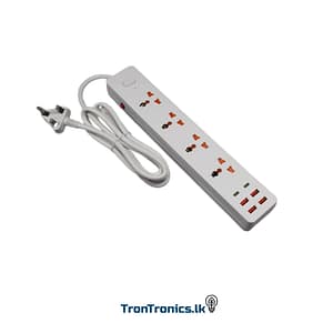 "Power Socket Premium 4 Outlet Universal Extension with USB and Type-C Port – Surge Protector for Home and Travel Use – Available at Trontronics Sri Lanka"
