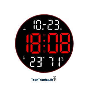 "Modern Large Screen LED Round Wall Clock with Temperature, Humidity, Date and Alarm Display – Trontronics Sri Lanka"
