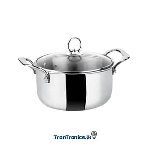 "Premium Stainless Steel Casserole with Glass Lid – 20cm & 24cm – Healthy Cooking Alternative – Trontronics Sri Lanka"