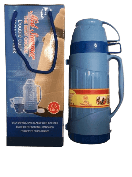 Midsummer Double Cup Vacuum Flask 0.6 Litres(Food Grade High Quality Plastic) - Image 2