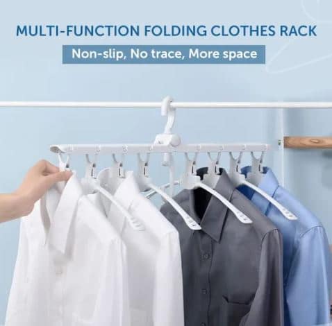 8-in-1 Multi-port Support Circle Clothes Hanger Saves Space Foldable Telescopic Magic Clothes Hanger No-Slip Laundry Rack - Image 5