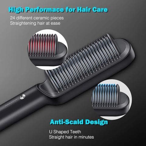 Ceramic Heated Hair Brush Hair straightener HQT-909B - Image 2