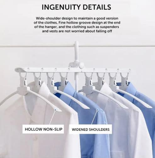 8-in-1 Multi-port Support Circle Clothes Hanger Saves Space Foldable Telescopic Magic Clothes Hanger No-Slip Laundry Rack - Image 3