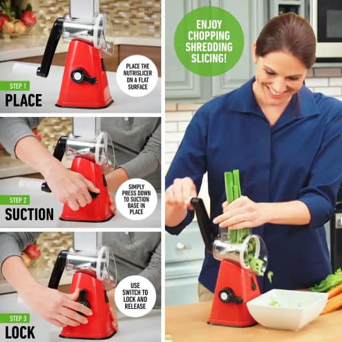 Nutri-Slicer 3-in-1 Spinning Counter-top Food Slicer and Grater - Image 3