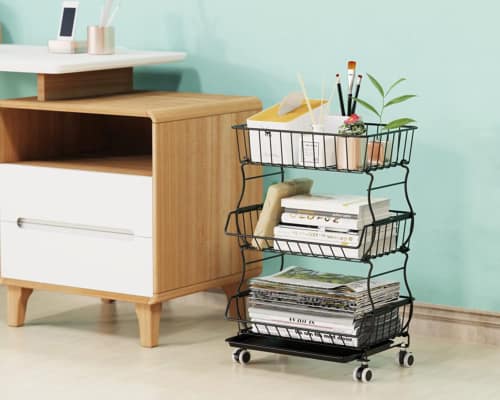 3 Layers Metal Rack Kitchen Cart Trolley Vegetable Fruit Basket for Kitchen Vegetables Pantry Garage with Rolling Wheels - Image 7