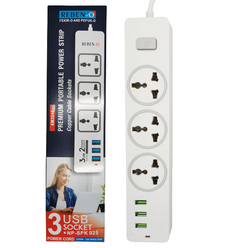 buy 3 way power strip with 3 USB ports in Sri Lanka