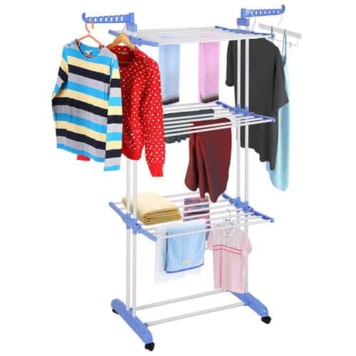 3 Layers Folding Clothing Rack Hanger Towel Rack - Image 2