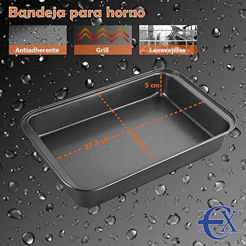 Carbon Steel Non-stick Baking Tray, 37.5 x 25.5 x 5 cm - Image 2