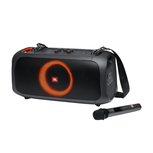 JBL PartyBox On-The-Go portable Bluetooth speaker with wireless mic and dynamic light show, perfect for Sri Lanka parties — available at Trontronics.lk