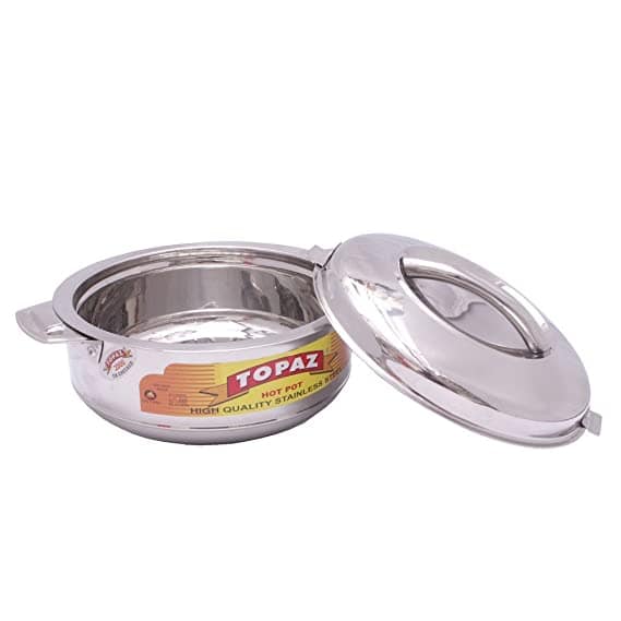 Topaz Classic Double Wall Insulated Hot Pot, Stainless Steel Casserole, 4000 ml, Silver - Image 2