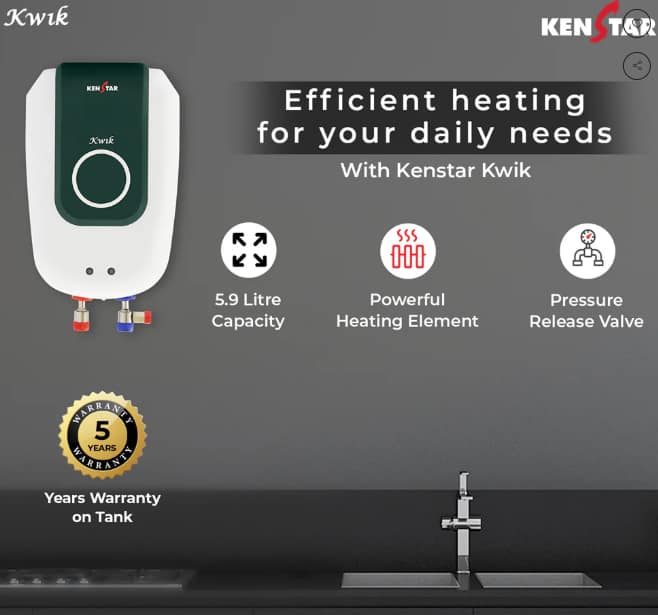 Kenstar Kwik Indian 5.9L, Instant Water Heater (without Shower Head)