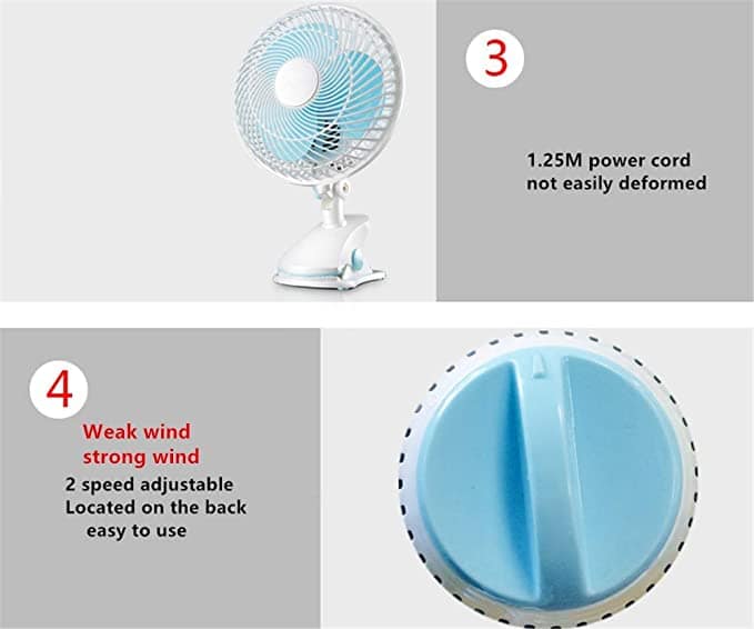 Cyber 2 In 1 Clip And Table Fan 20W CYCF-889 Blue With White Oscillating with warranty - Image 7