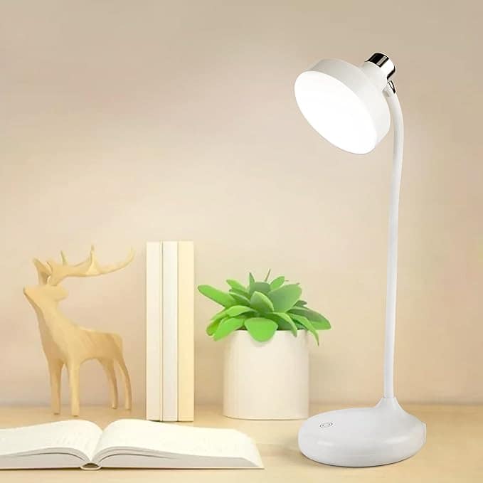 Rechargeable 3-Color LED Study Lamp with Touch Control, Eye-Caring Light, Adjustable Brightness, and Storage Organizer – Available at Trontronics.lk