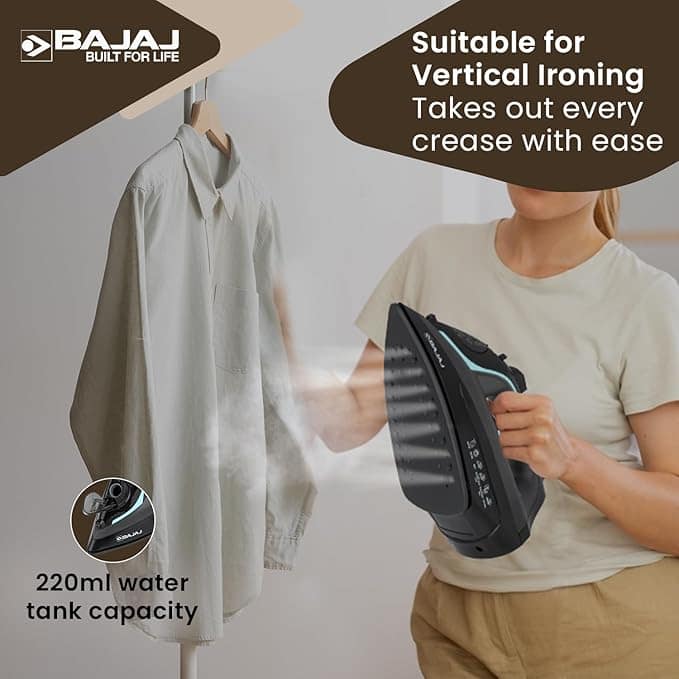 BAJAJ MX 45 Steam Iron 2000W (Black & Grey) - Image 2