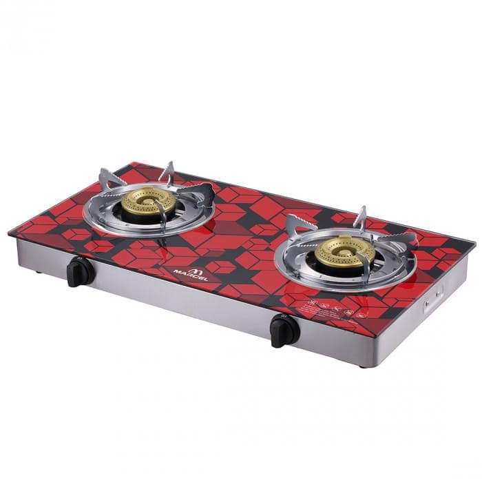 Premium Tempered Glass Top Double Gas Cooker (ONLY RED) - Image 2