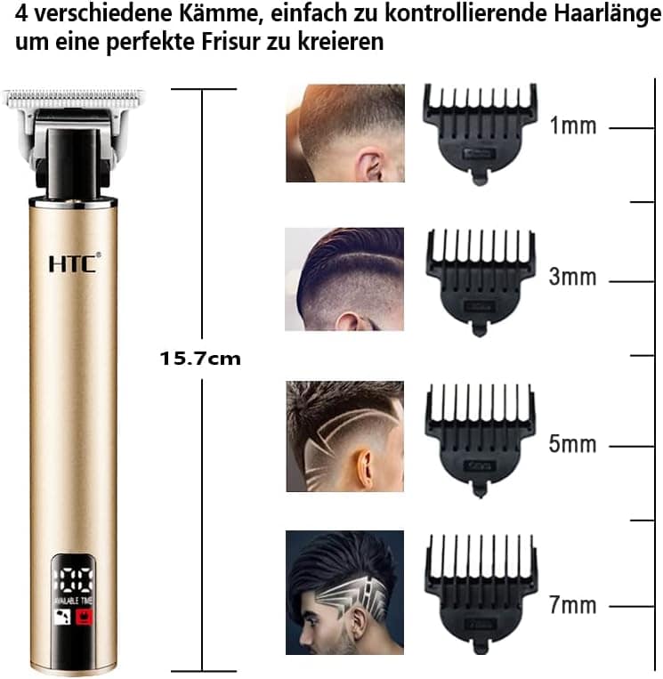 HTC Rechargeable Beard Trimmer AT-172 (Gold) - Image 4