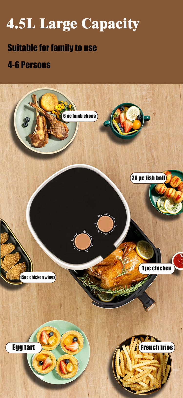 Five Star Premium Gold Touch Air Fryer 4.5 Liters - Image 4