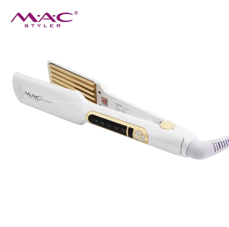 MAC Pro 230°C Crimper – Professional salon crimper with tourmaline-ceramic plates, rapid heat-up, LCD display, and auto shut-off. Perfect for sleek, long-lasting textured hair in Sri Lanka titanium