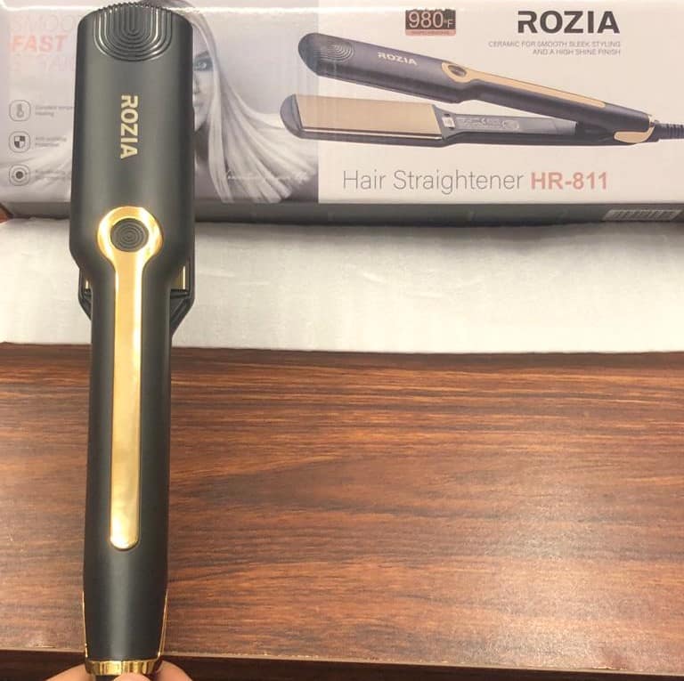 ROZIA Premium Professional Ceramic Hair Straightener/Iron HR-811 (Black, Gold) with warranty - Image 7