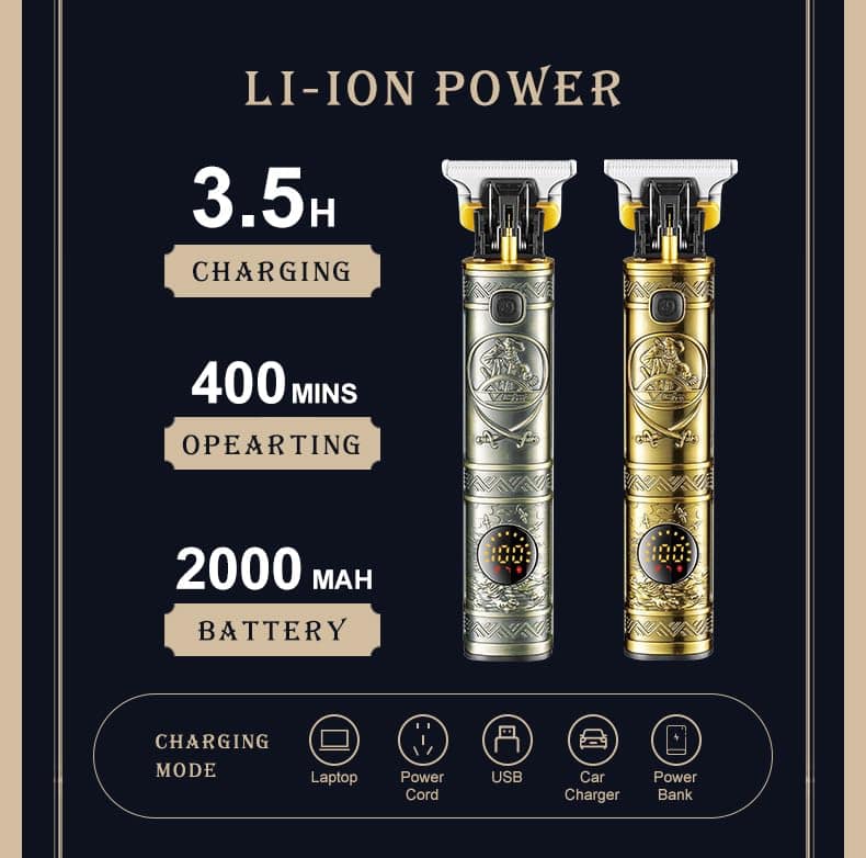 VGR VL-097 Premium Vintage Rechargeable Hair Trimmer - Image 5