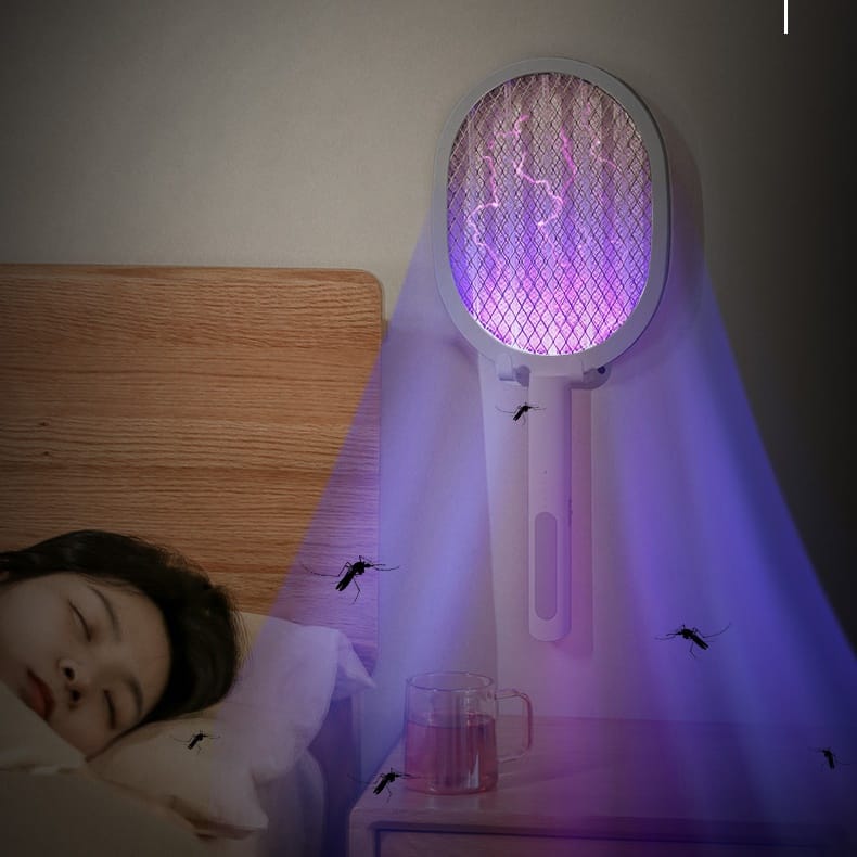 Dual-Use Electric Mosquito Swatter USB Charging Racket Fly Swatter Pest Control Mosquito Standing Killer Lamp - Image 3