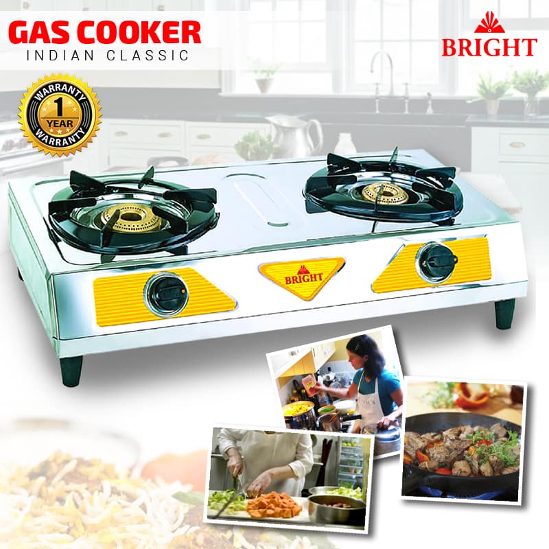 Bright Indian 2 burner stainless steel gas cooker - Image 2