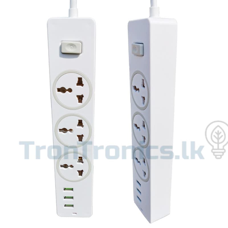 Power Strip 3M Extension Cord Universal Socket Home Office With 3 AC Outlet 3 USB Port Charger 2500W Indicator Light - Image 4