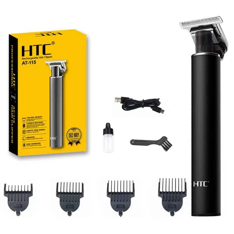 HTC AT-115 Fully Metal Body Professional Mens T- Blade Zero Cutting Hair Trimmer - Image 6
