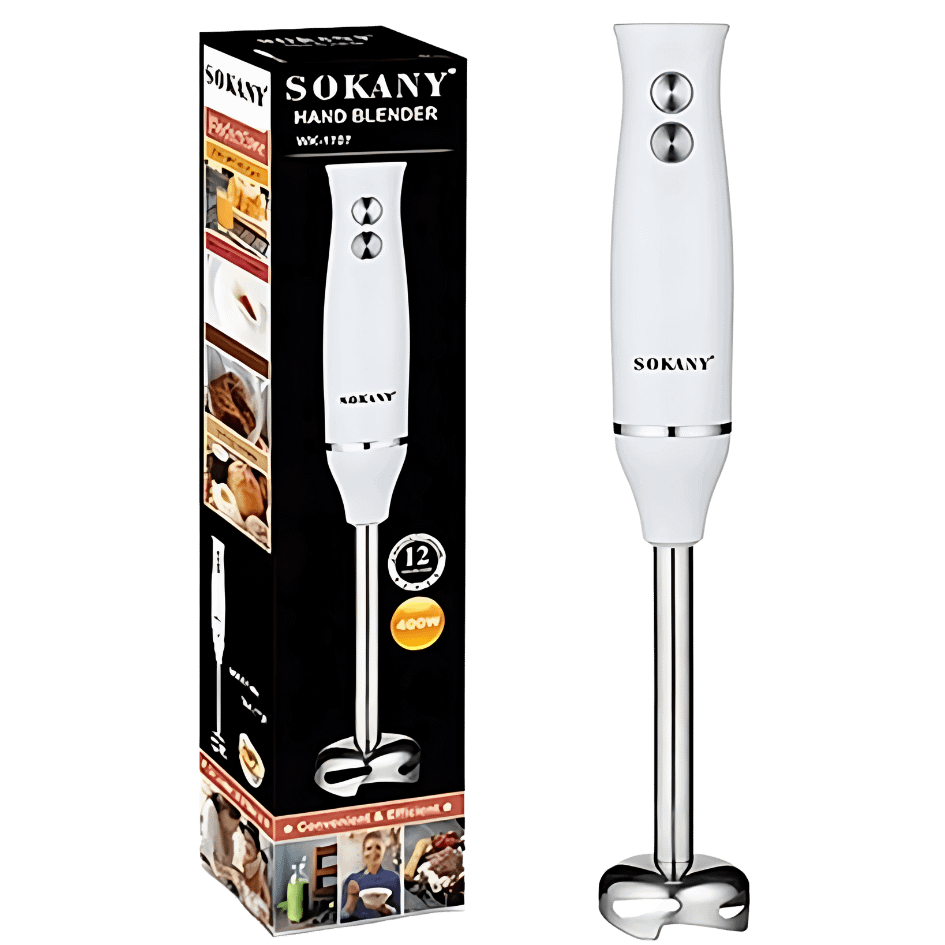 Sokany Stainless Steel Hand Blender SK-1707 – 400W, 2-Speed Control – Available in Sri Lanka from Trontronics.lk